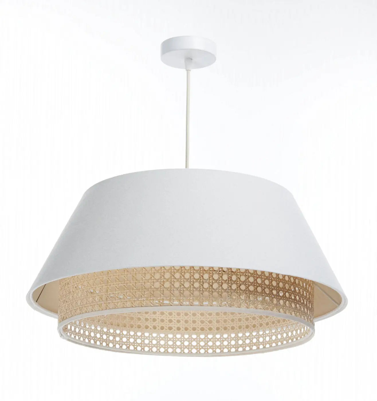 Suspension Luminaire Moderne en Rotin - Sensei Rattan (Blanc)