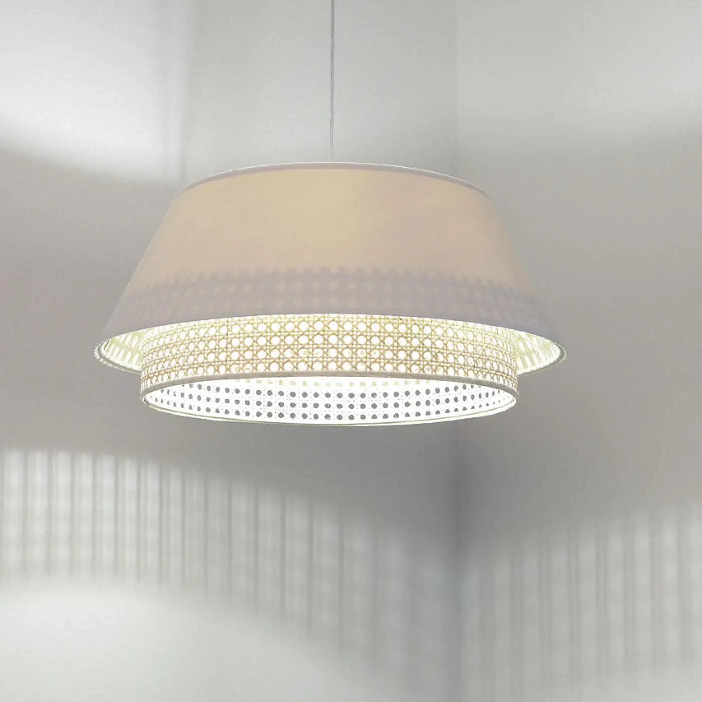 Suspension Luminaire Moderne en Rotin - Sensei Rattan (Blanc)