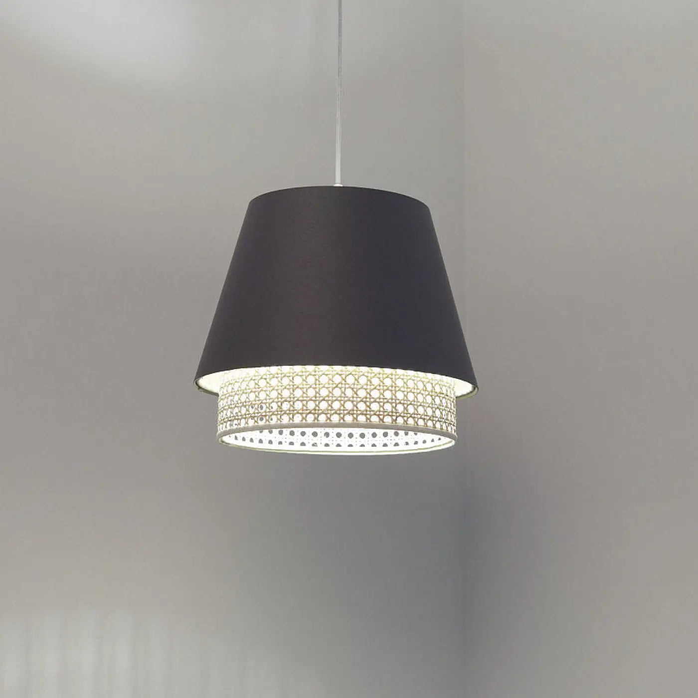 Suspension Luminaire Moderne en Rotin - Sensei Rattan (Bleu Gris)