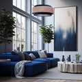Suspension Luminaire Chic - Doblo Classic (Bleu Marine/Rose Pâle/Argent)