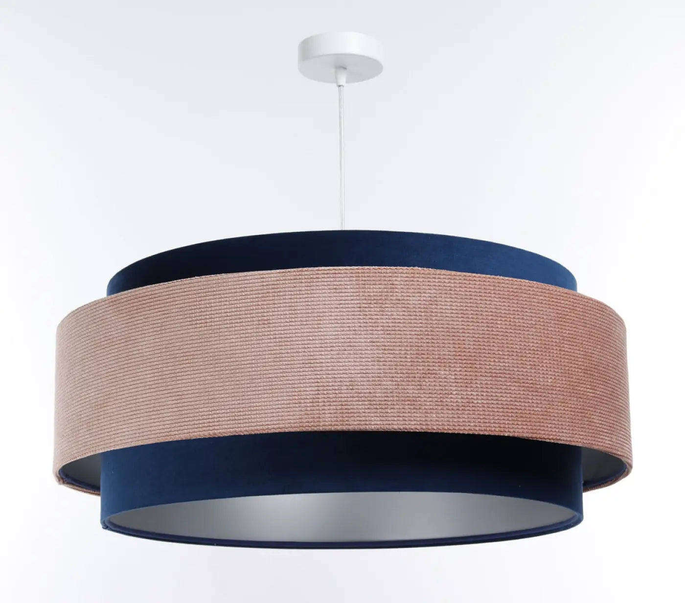 Suspension Luminaire Chic - Doblo Classic (Bleu Marine/Rose Pâle/Argent)