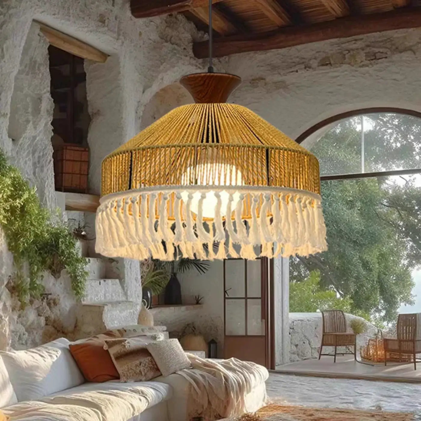 Suspension Luminaire Boheme en Rotin - Venah