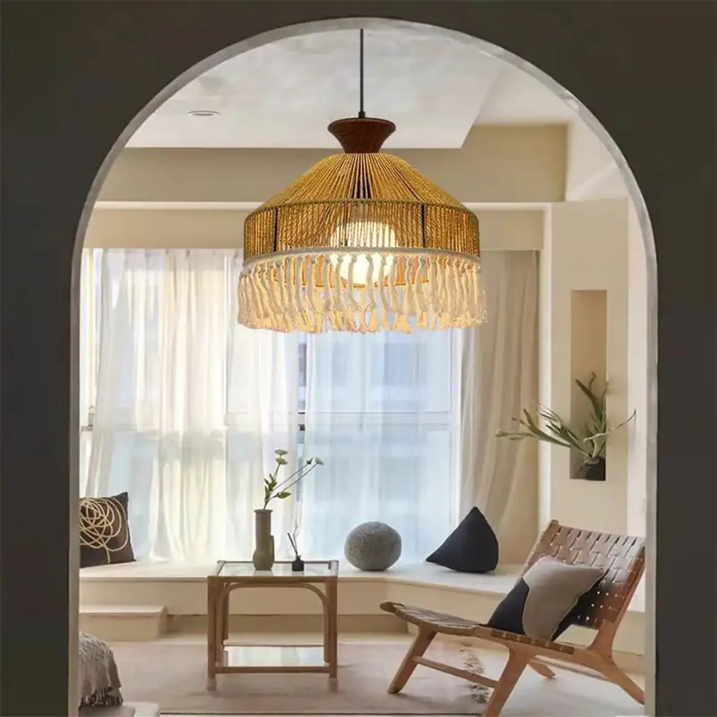 Suspension Luminaire Boheme en Rotin - Venah