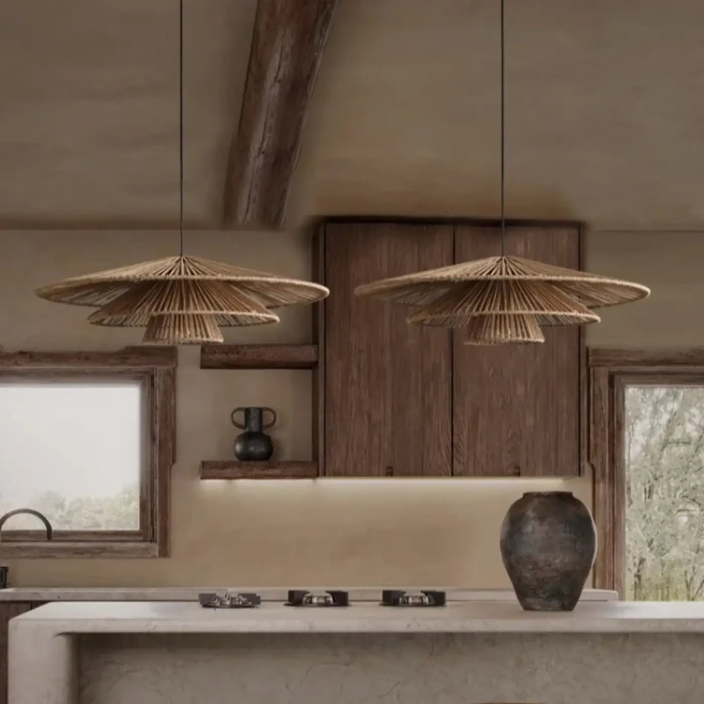 Suspension Luminaire Boheme en Rotin - Girai