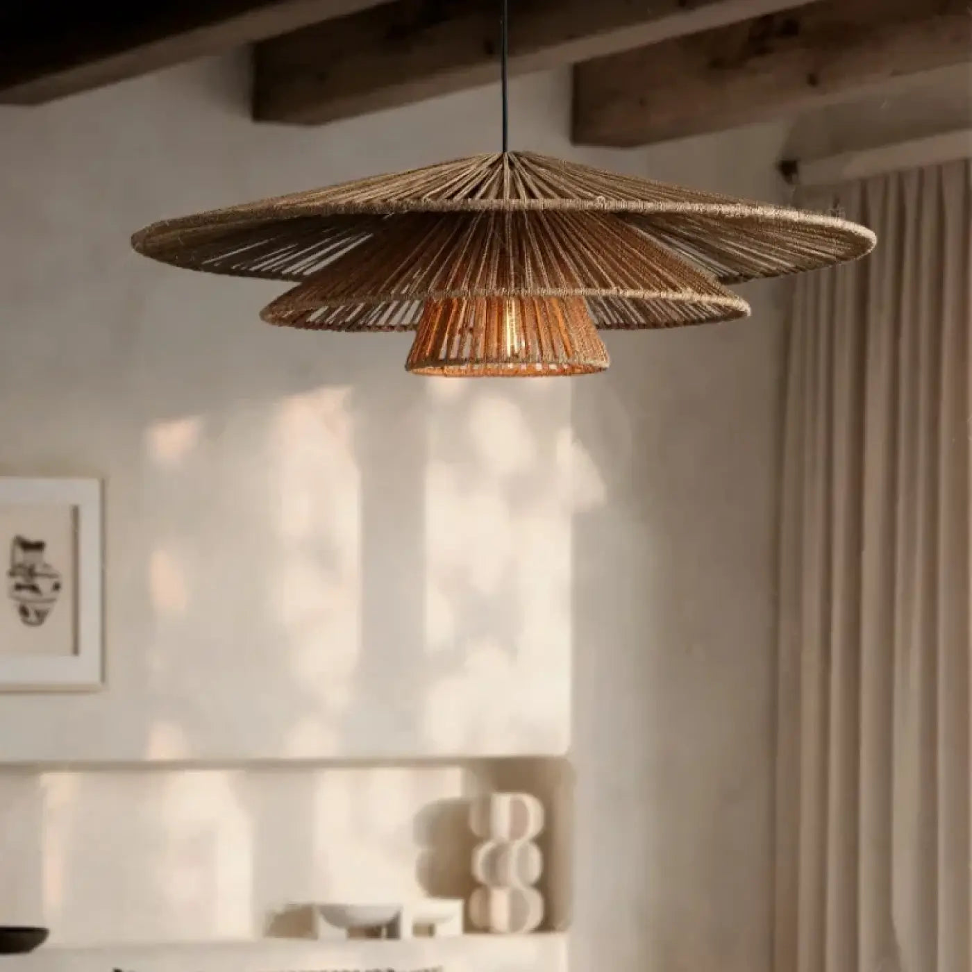 Suspension Luminaire Boheme en Rotin - Girai