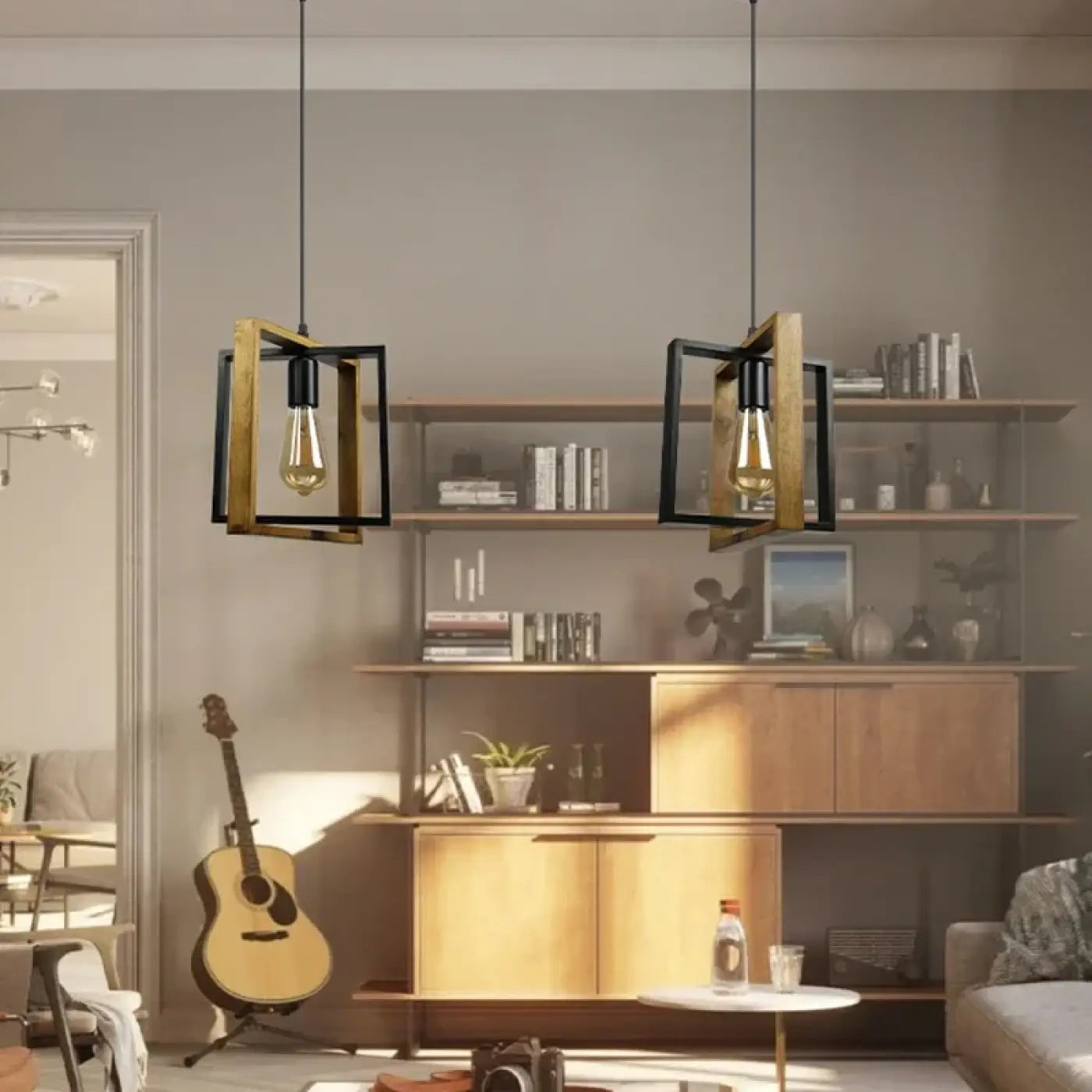 Suspension Luminaire Vintage en Bois - Bique