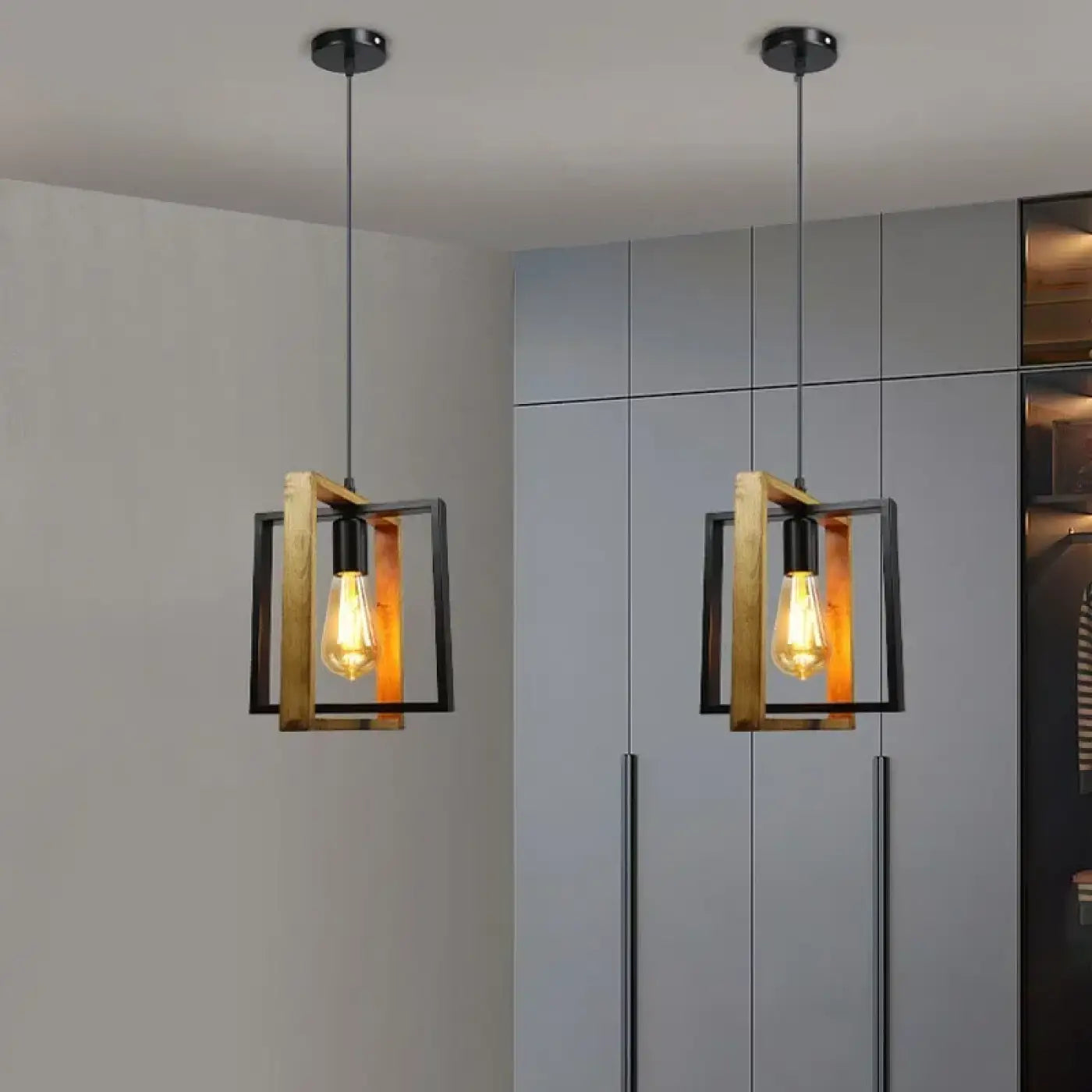 Suspension Luminaire Vintage en Bois - Bique