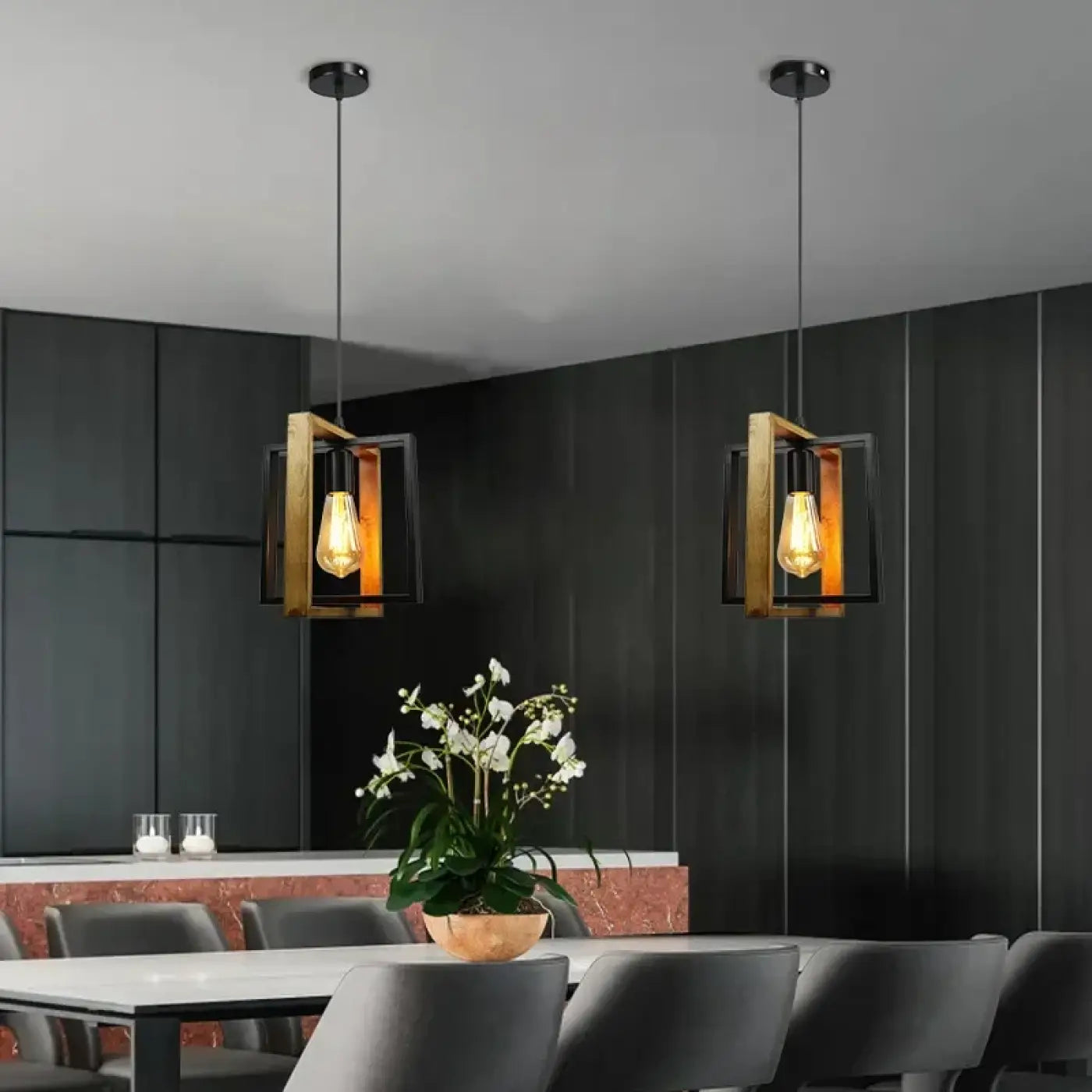 Suspension Luminaire Vintage en Bois - Bique