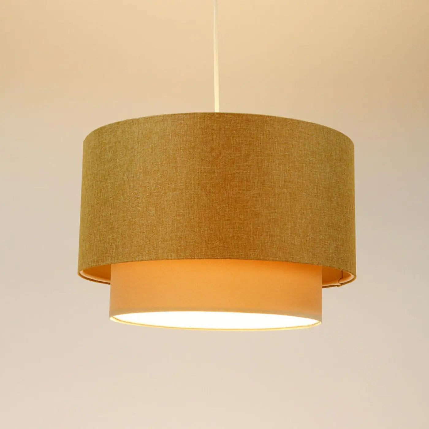 Suspension Luminaire Chic en Tissu - Duo Boho Elegant (Caramel/Crème/Ecru)