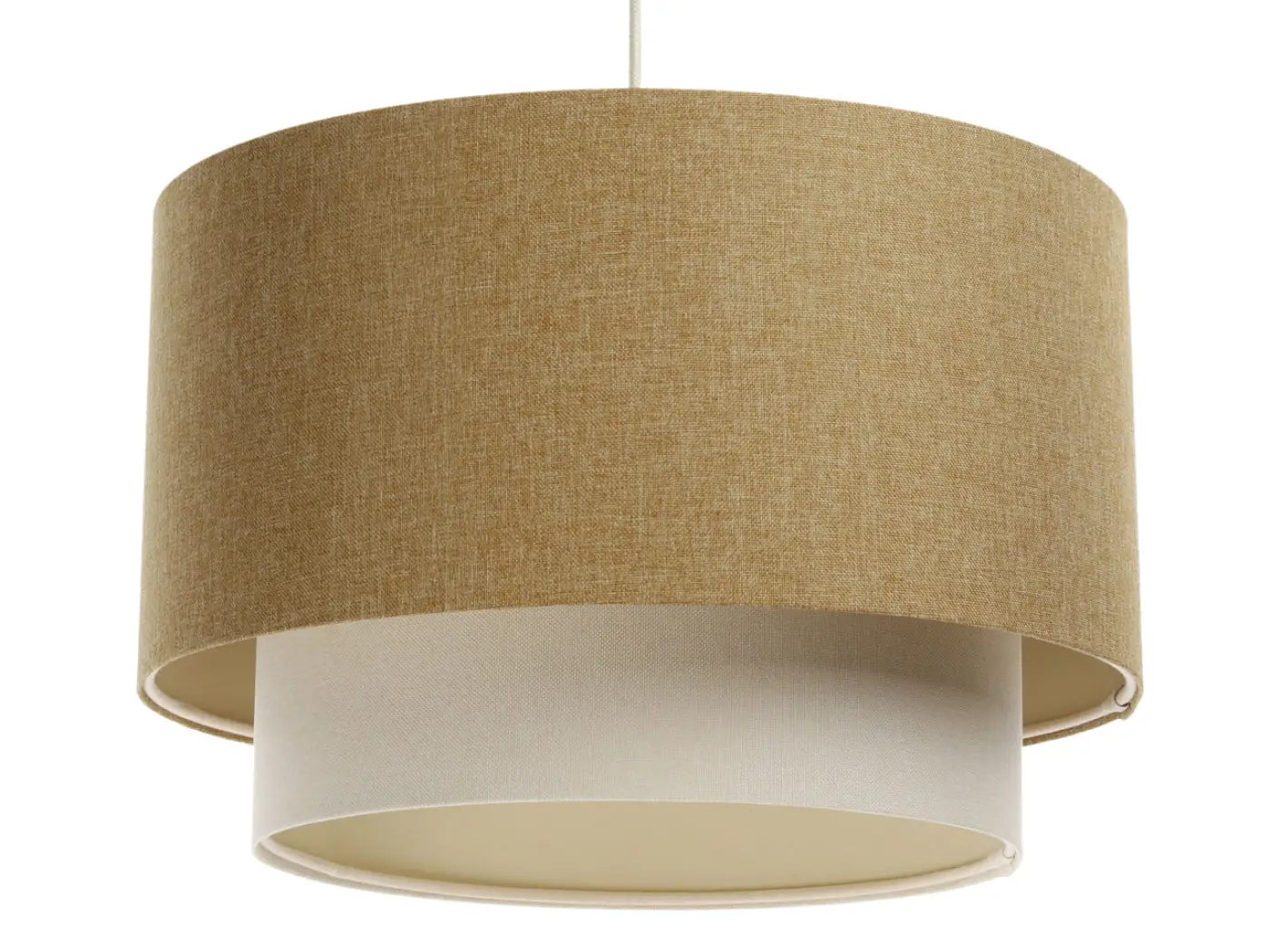 Suspension Luminaire Chic en Tissu - Duo Boho Elegant (Caramel/Crème/Ecru)