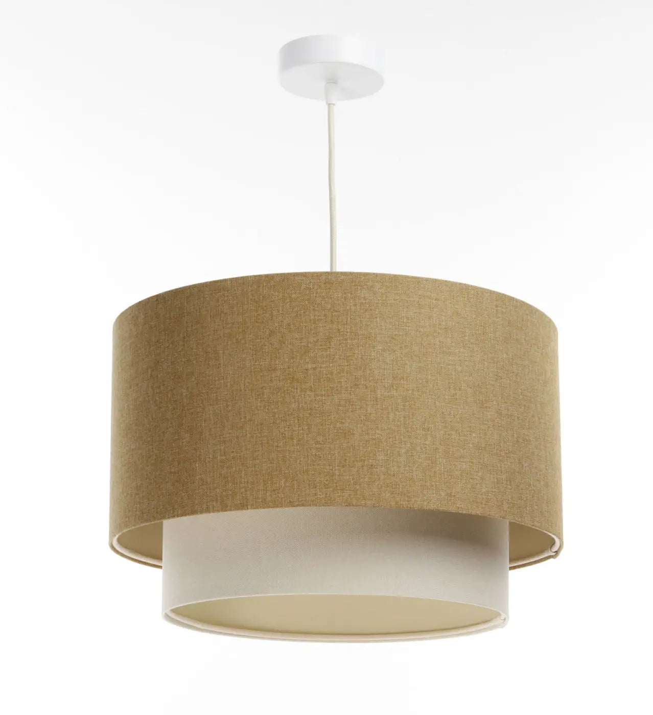 Suspension Luminaire Chic en Tissu - Duo Boho Elegant (Caramel/Crème/Ecru)