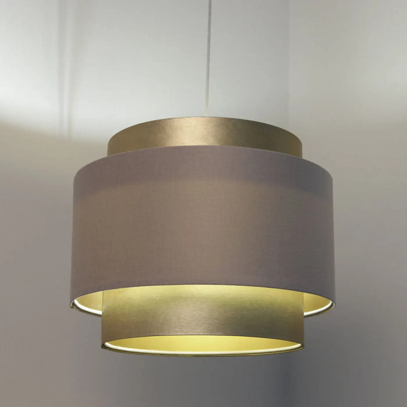 Suspension Luminaire en Tissu - Doblo (Crème/Doré)