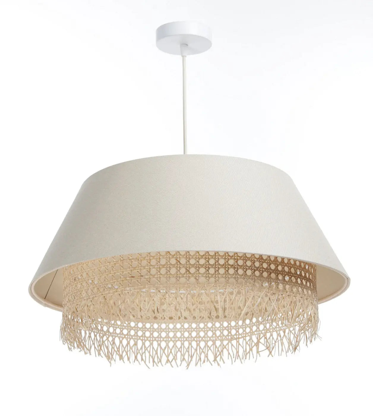 Suspension Luminaire Moderne en Rotin - Sensei Rattan (Crème)
