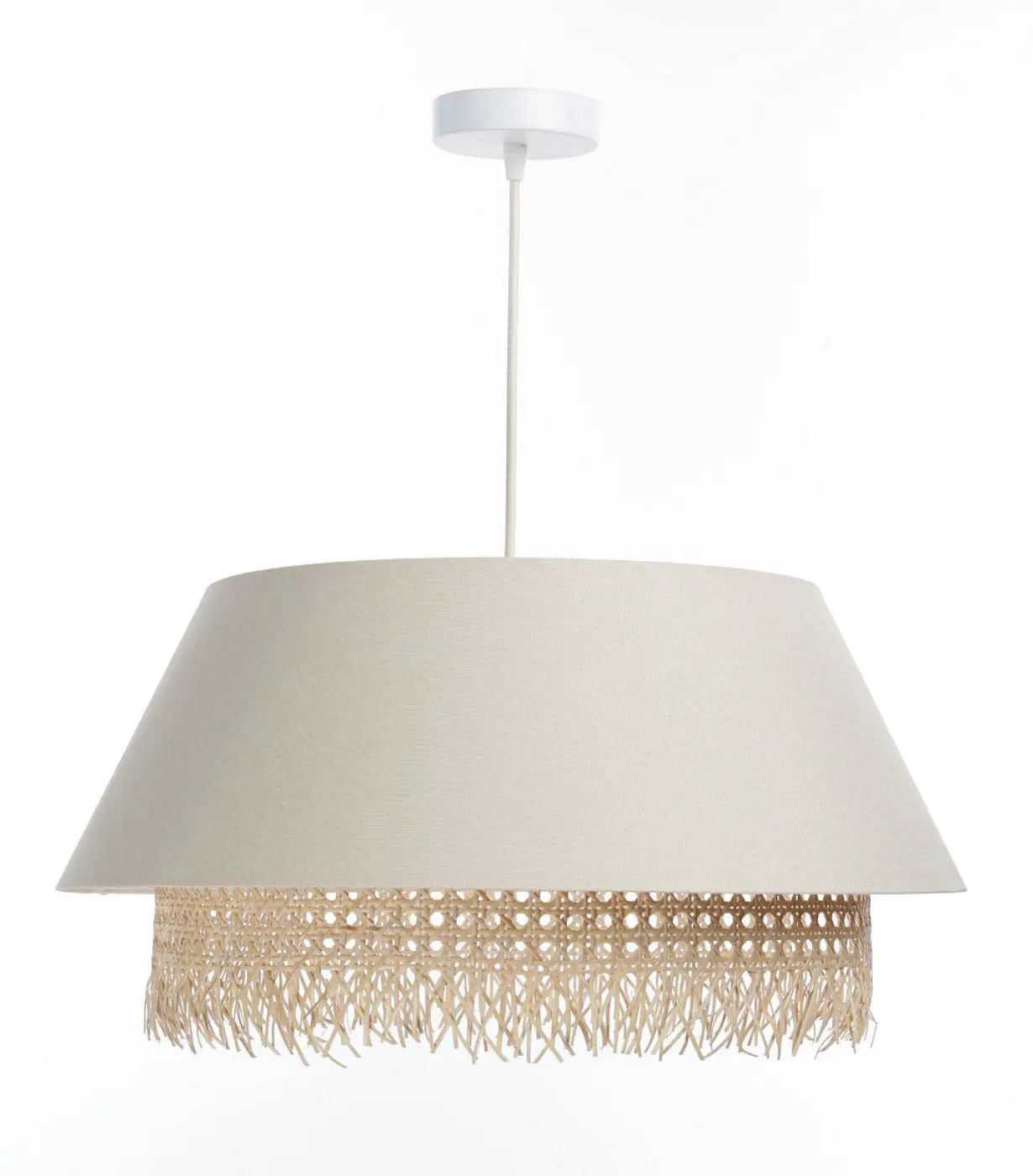 Suspension Luminaire Moderne en Rotin - Sensei Rattan (Crème)