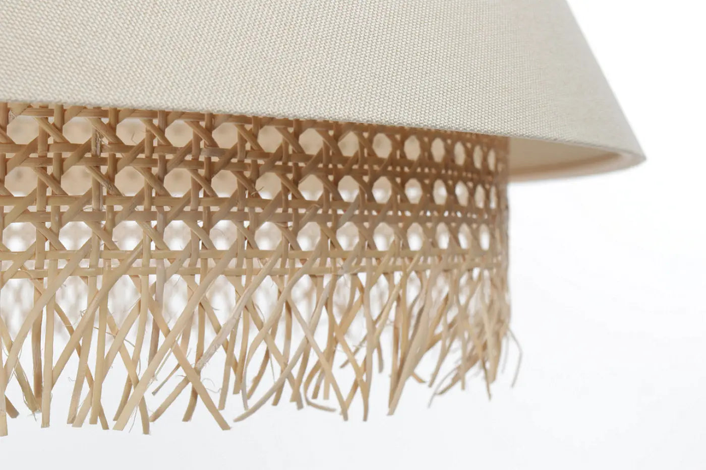 Suspension Luminaire Moderne en Rotin - Sensei Rattan (Crème)