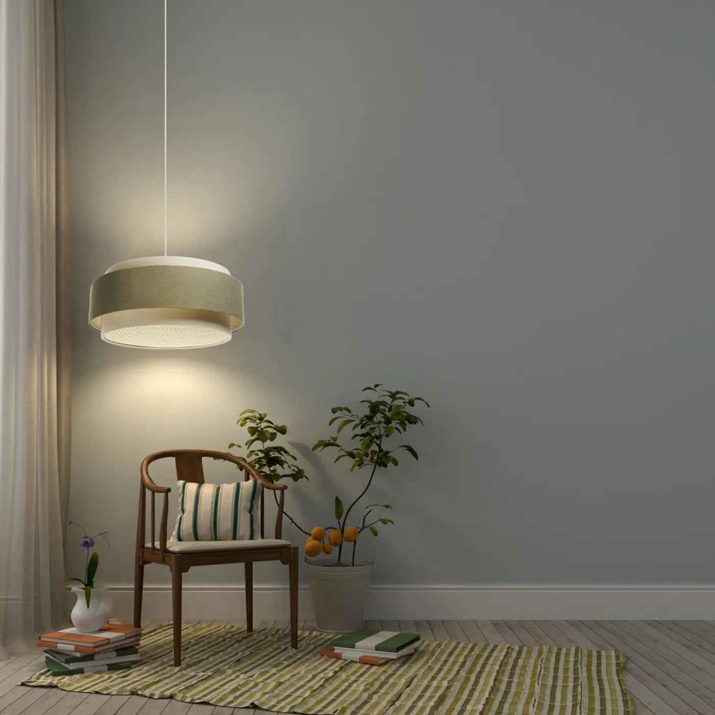 Suspension Luminaire Design - Doblo Boho Elegant (Crème/ Olive/ Ecru)