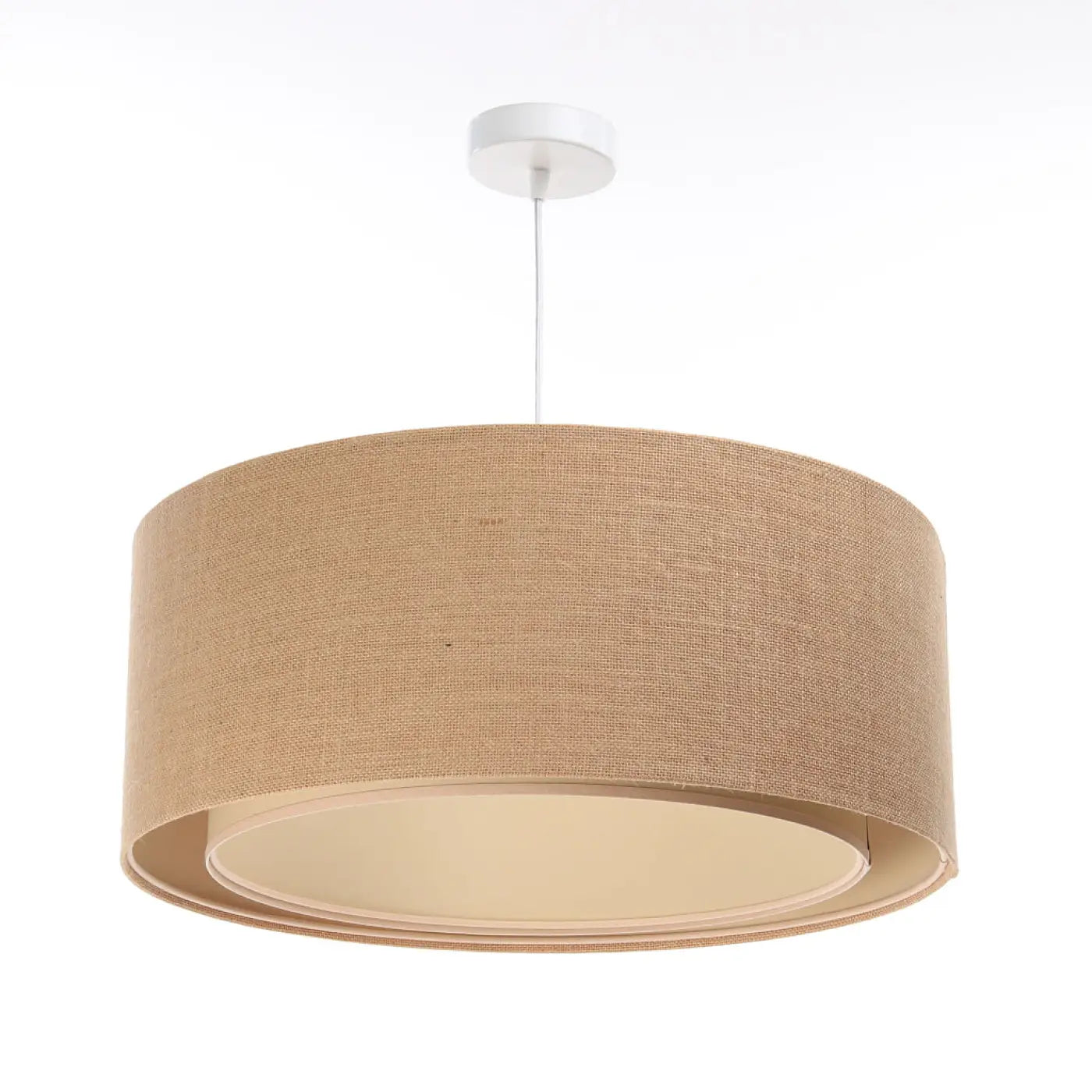 Suspension Luminaire Boheme en Tissu - Duo Boho (Beige/Ecru)