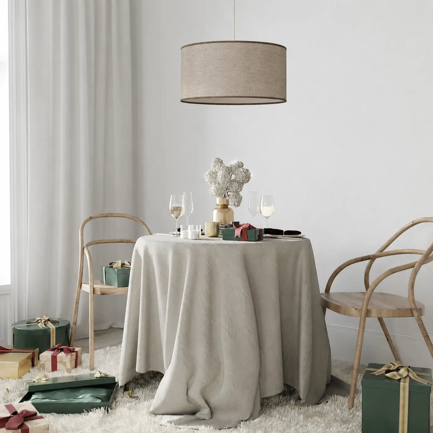 Suspension Luminaire Design - Boho Linen (Beige/Crème)