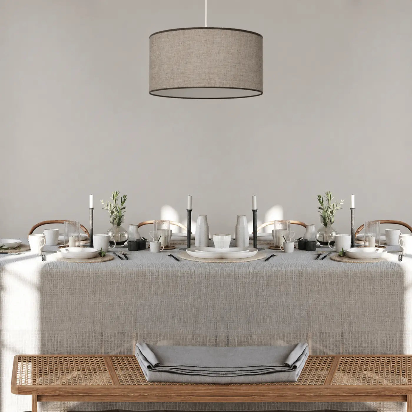 Suspension Luminaire Design - Boho Linen (Beige/Ecru)