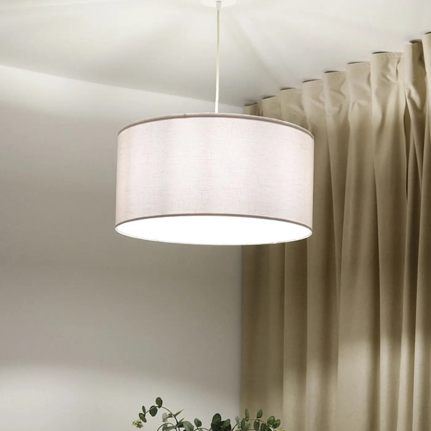 Suspension Luminaire Design - Boho Linen (Blanc Crème)