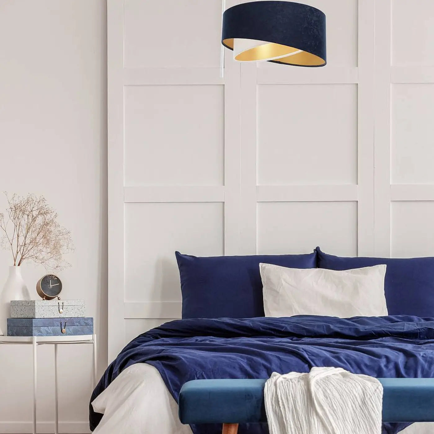 Suspension Luminaire Design - Galaxy Auric (Bleu Marine/Blanc)