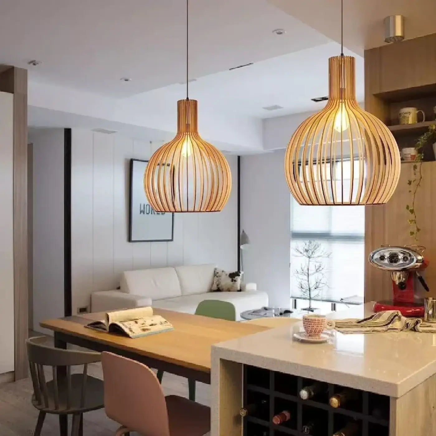 Suspension Luminaire Design en Bois - Foscah