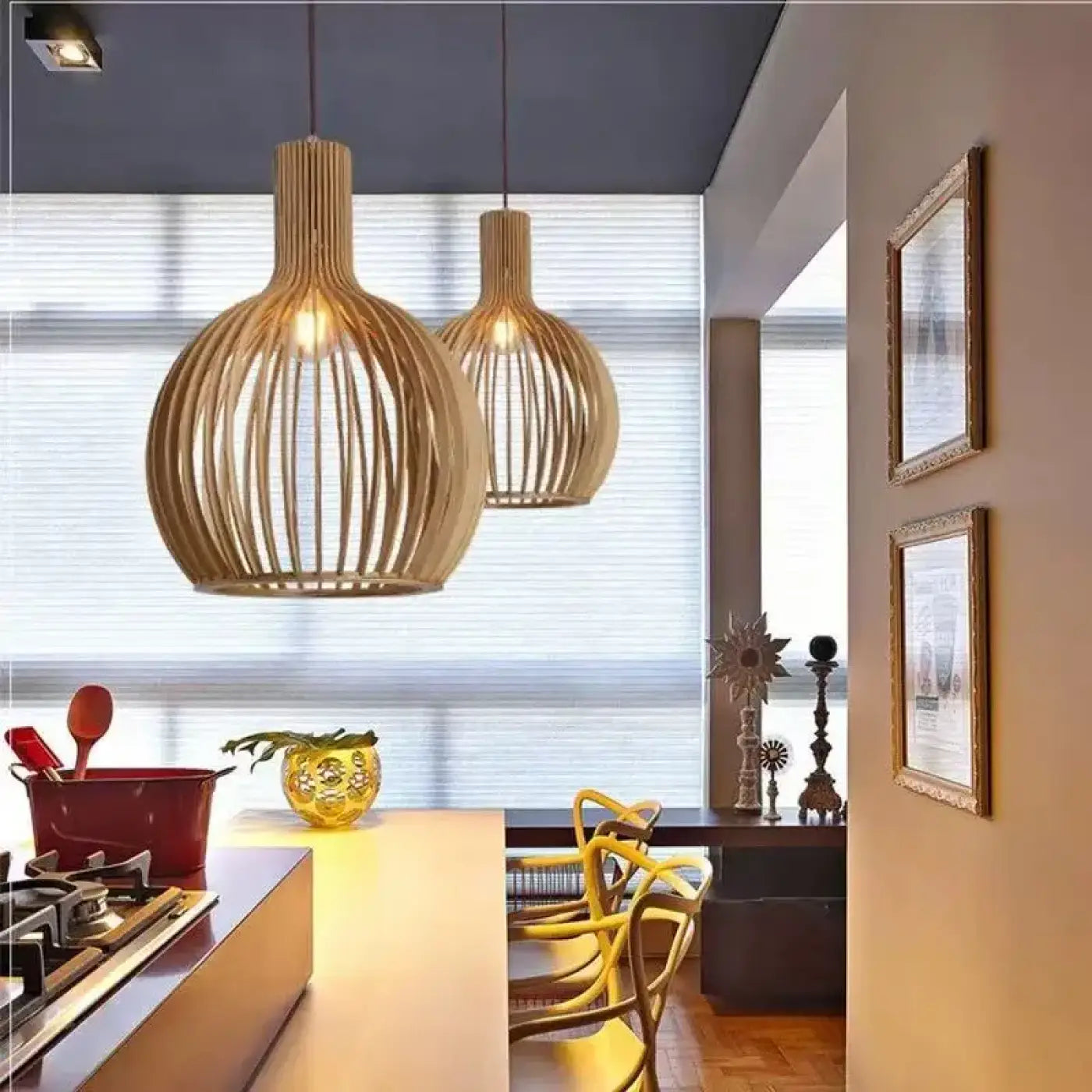 Suspension Luminaire Design en Bois - Foscah