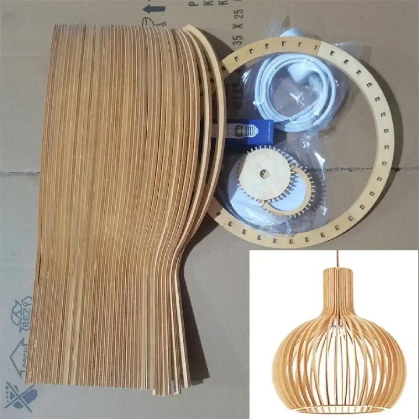 Suspension Luminaire Design en Bois - Foscah