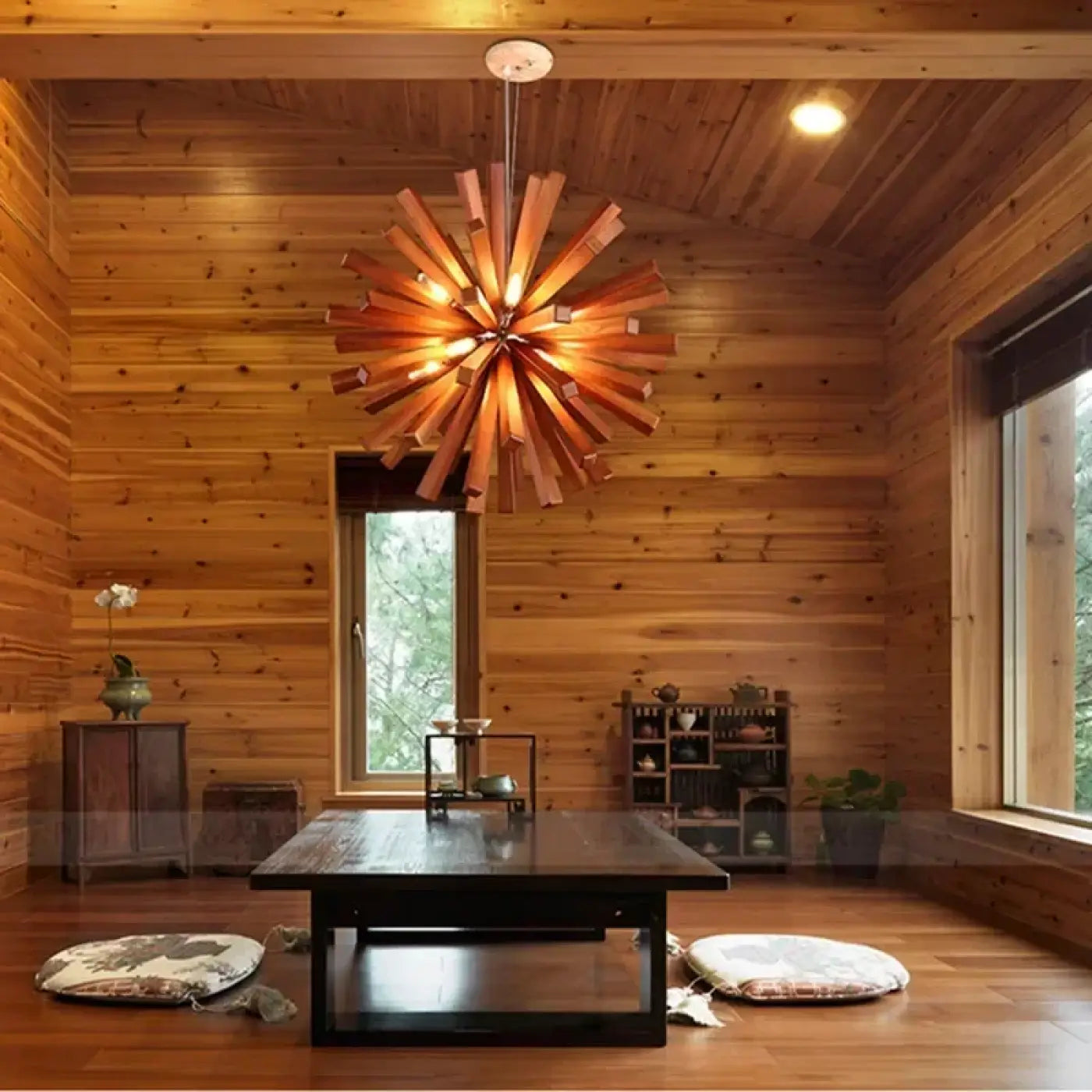 Suspension Luminaire Design en Bois - Solaris