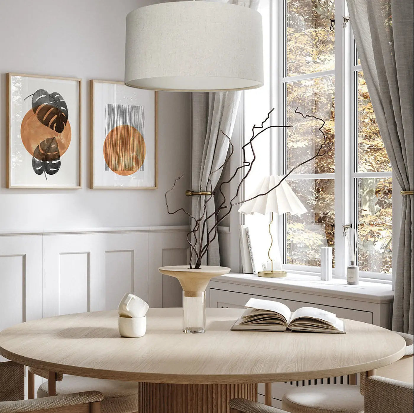 Suspension Luminaire Design - Boho Linen (Crème)