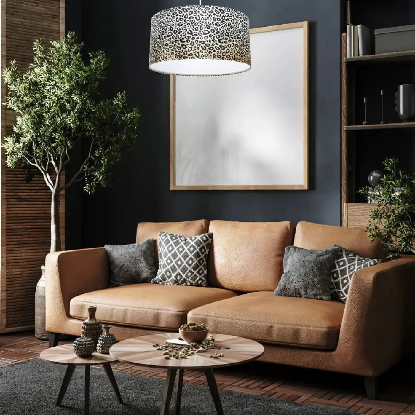 Suspension Luminaire Design - Safari (Creme/Noir)