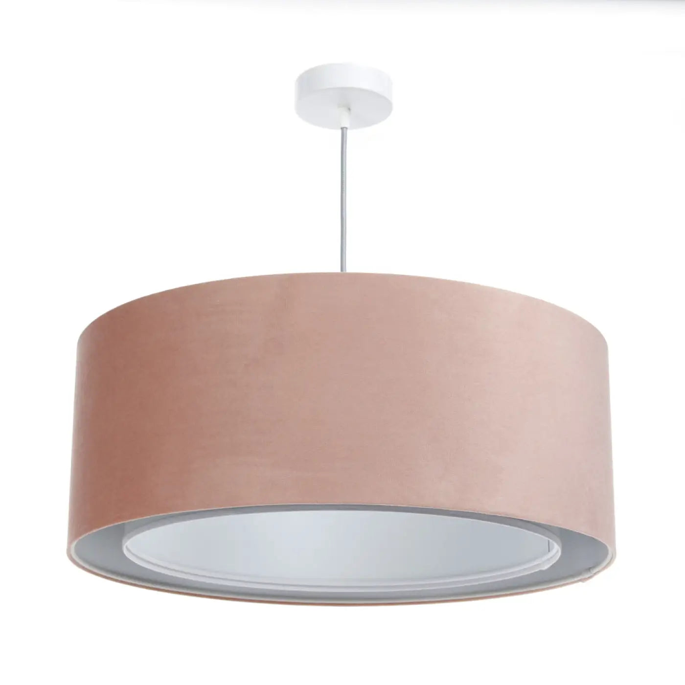 Suspension Luminaire Design en Tissu - Duo Jasmin (Rose/Gris Clair)