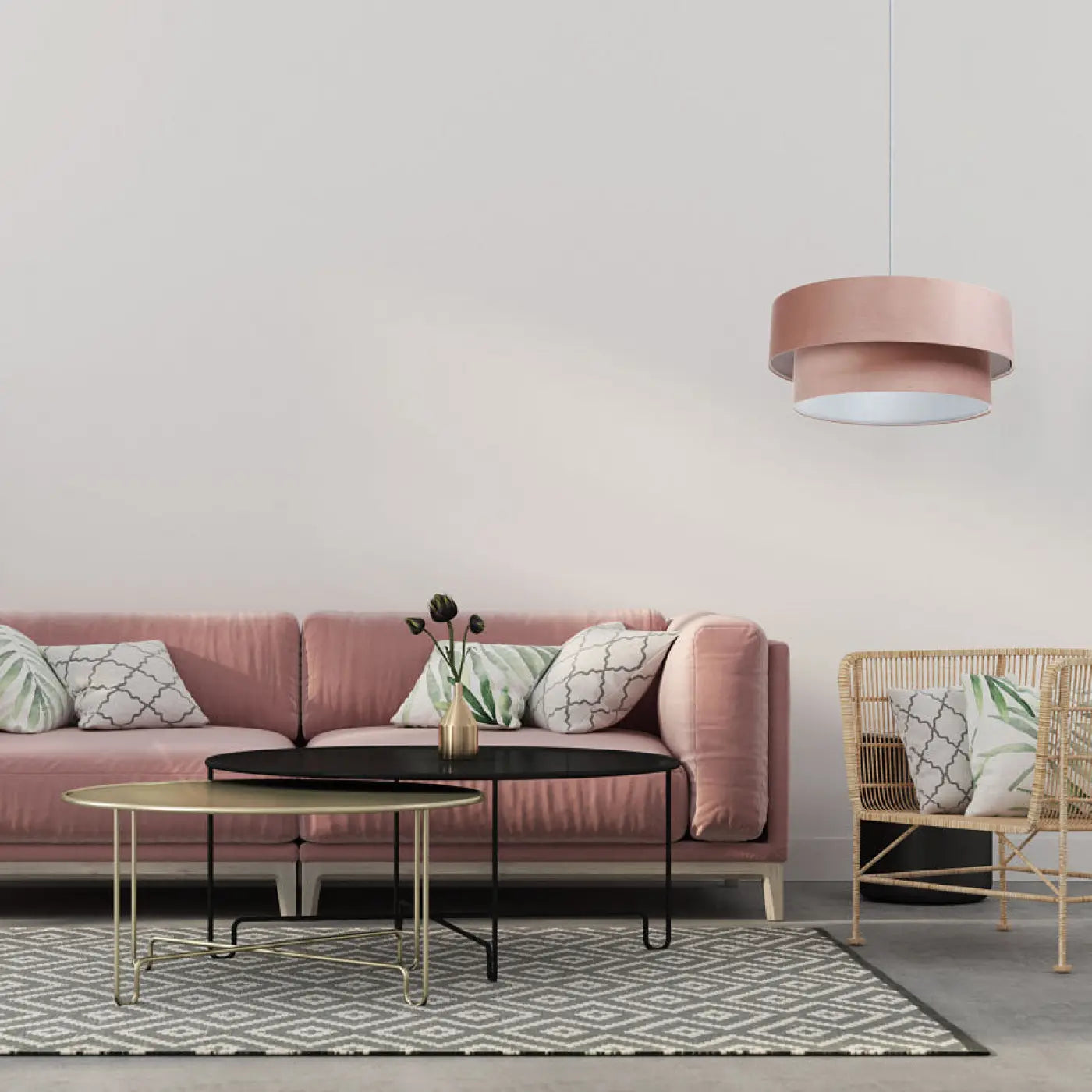 Suspension Luminaire Design - Duo Jasmin (Rose/Gris Clair)
