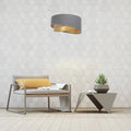 Suspension Luminaire Design en Tissu - Galaxy Auric (Gris/Beige)