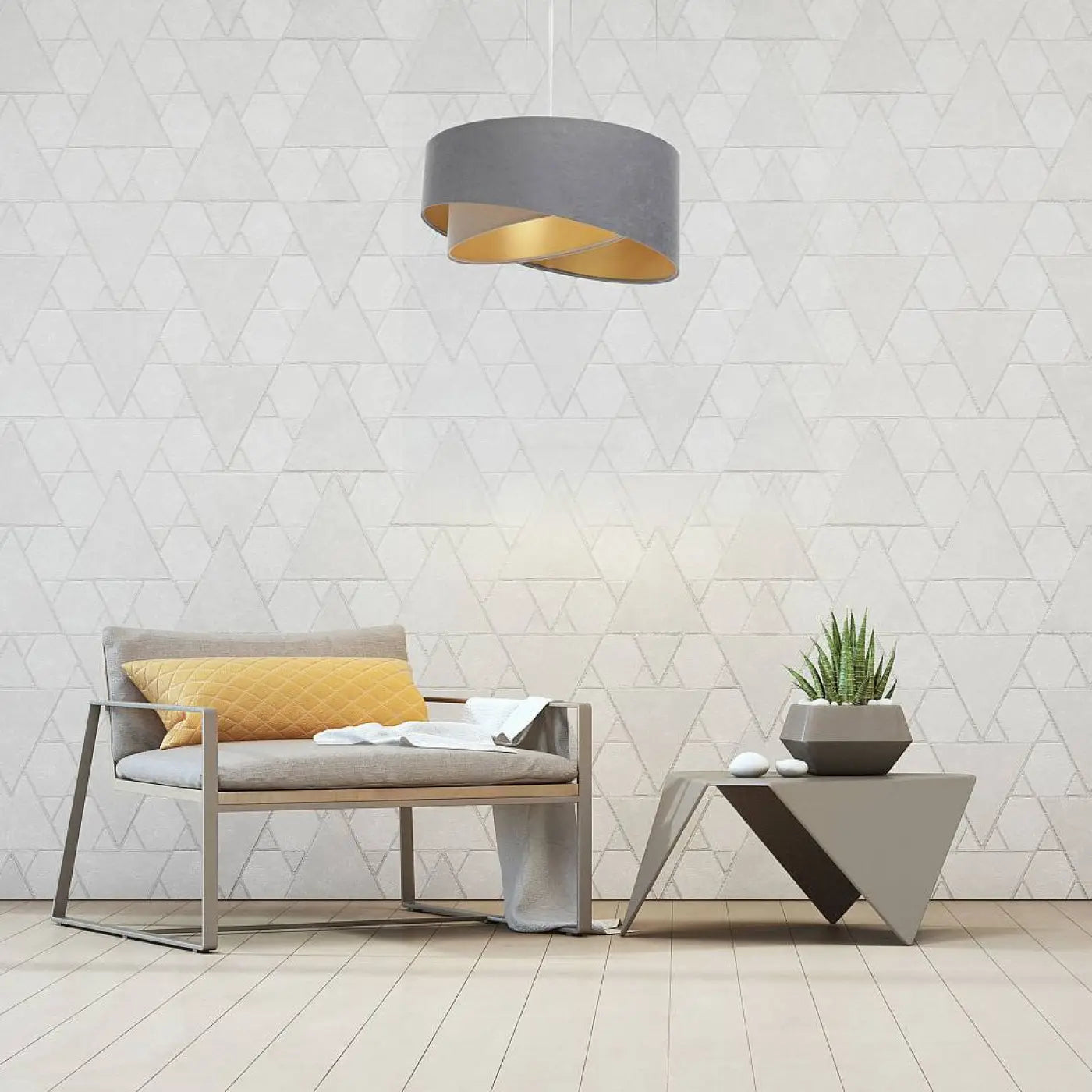 Suspension Luminaire Design en Tissu - Galaxy Auric (Gris/Beige)