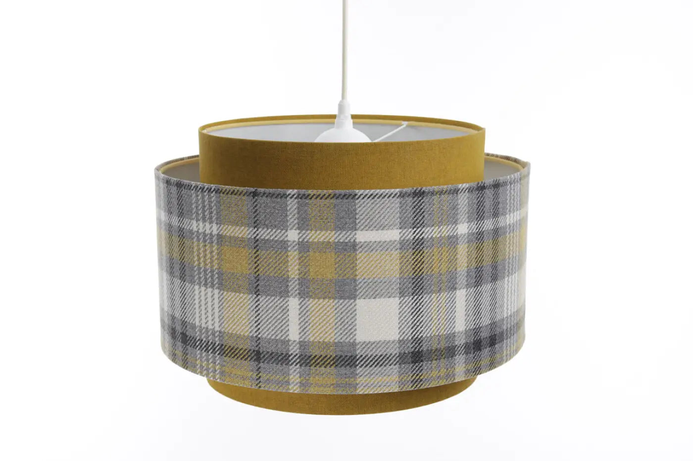 Suspension Luminaire en Tissu - Doblo (Jaune Moutarde/Gris)