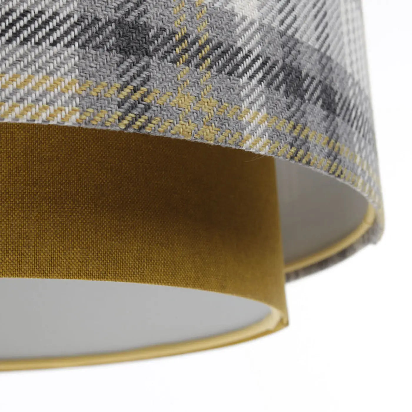 Suspension Luminaire en Tissu - Doblo (Jaune Moutarde/Gris)