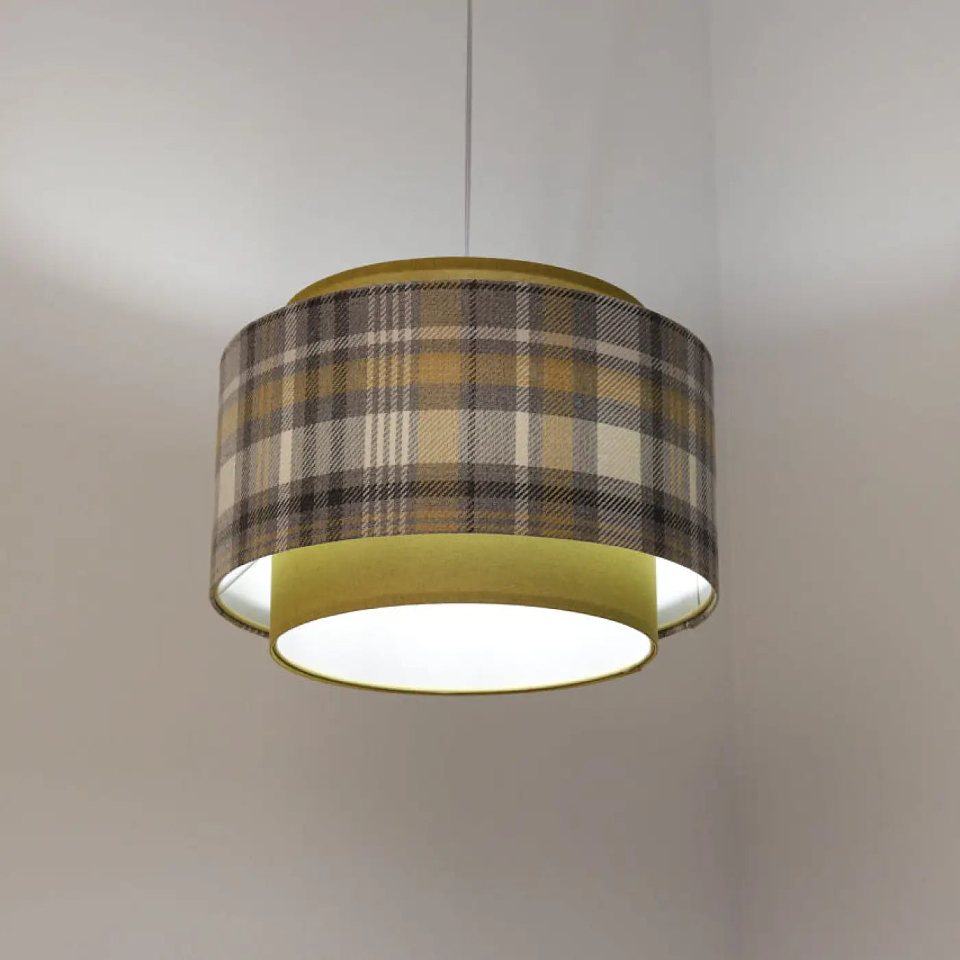 Suspension Luminaire en Tissu - Doblo (Jaune Moutarde/Gris)