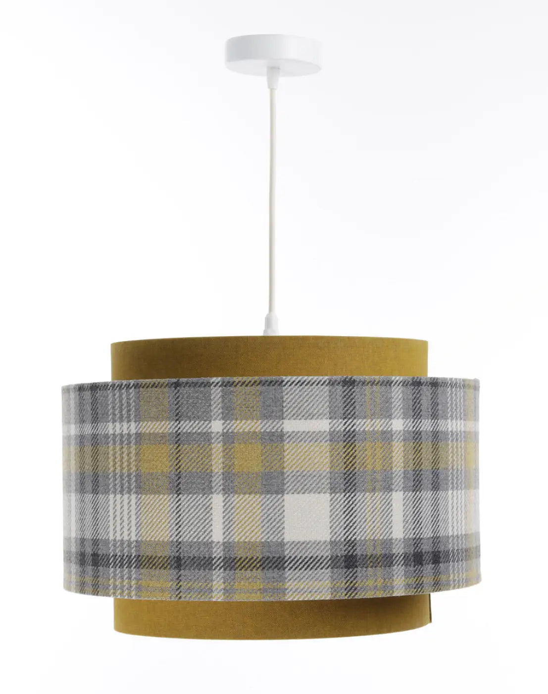 Suspension Luminaire en Tissu - Doblo (Jaune Moutarde/Gris)