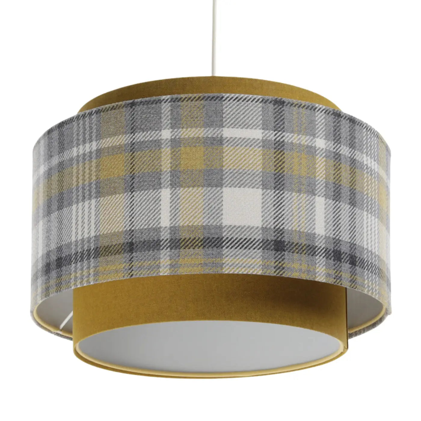 Suspension Luminaire en Tissu - Doblo (Jaune Moutarde/Gris)