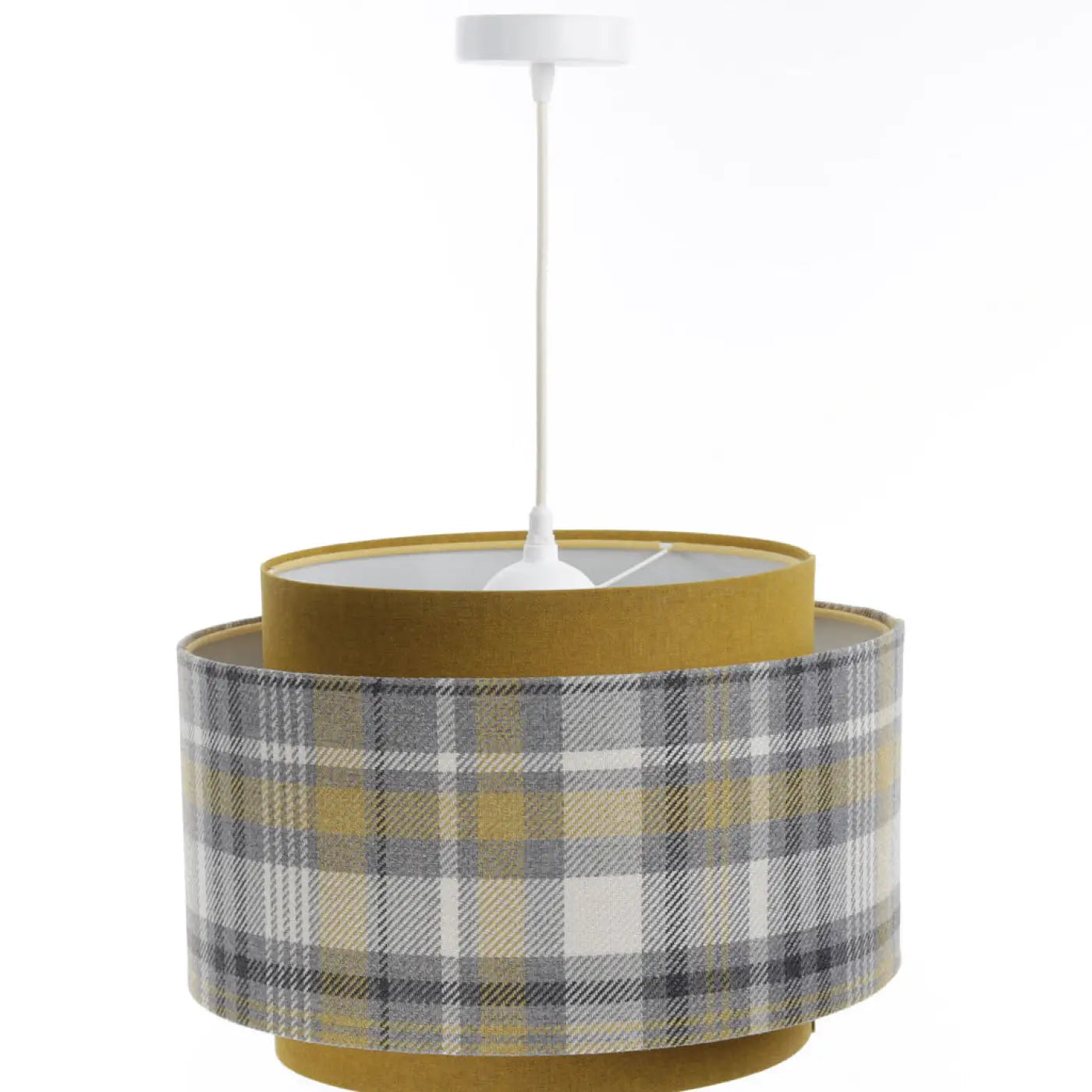 Suspension Luminaire en Tissu - Doblo (Jaune Moutarde/Gris)