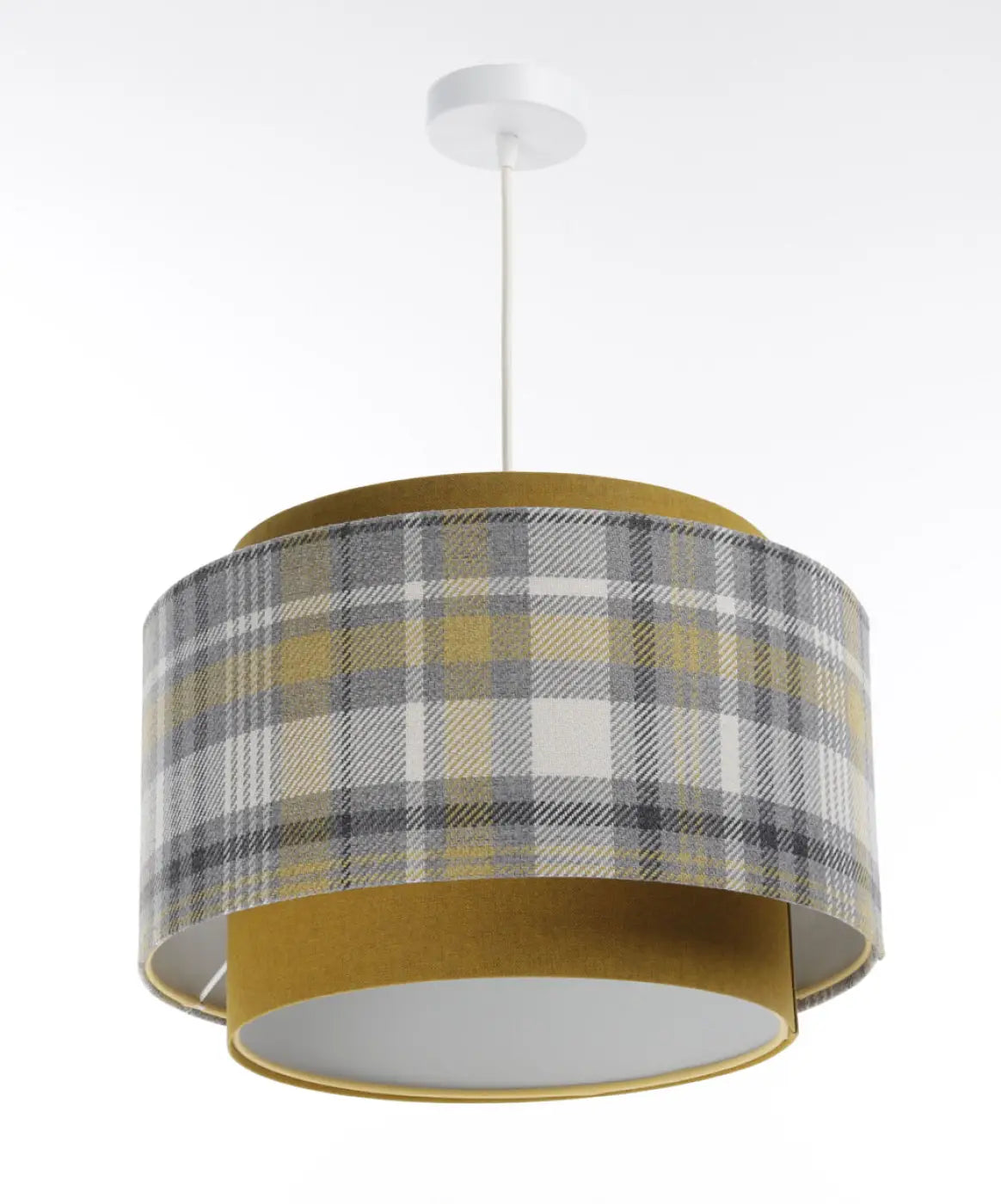 Suspension Luminaire en Tissu - Doblo (Jaune Moutarde/Gris)