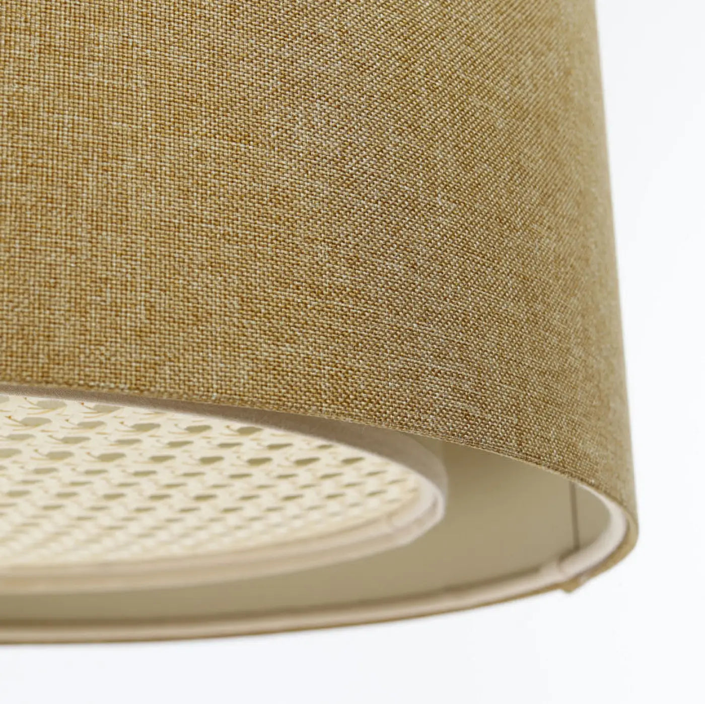 Suspension Luminaire Design en Tissu - Duo Boho Elegant (Jaune Moutarde/Écru/Crème)
