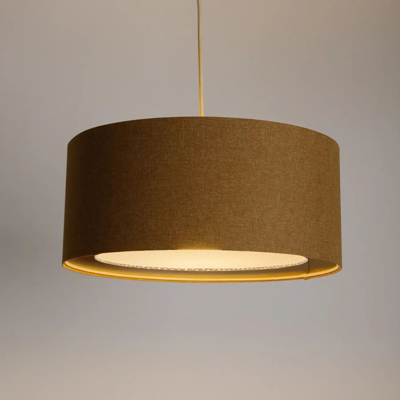 Suspension Luminaire Design en Tissu - Duo Boho Elegant (Jaune Moutarde/Écru/Crème)