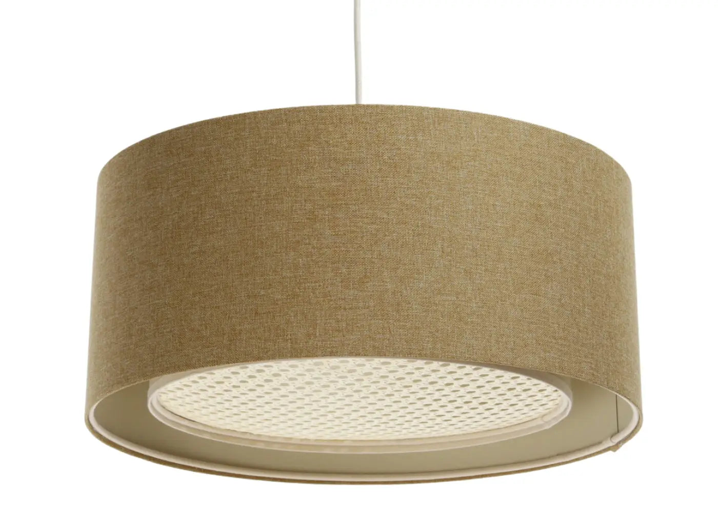 Suspension Luminaire Design en Tissu - Duo Boho Elegant (Jaune Moutarde/Écru/Crème)