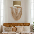 Suspension Luminaire Design en Tissu - Duo Boho Elegant (Jaune Moutarde/Écru/Crème)