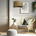 Suspension Luminaire en Tissu - Rattan Diffuser (Jaune Moutarde/Gris Vert/Ecru)
