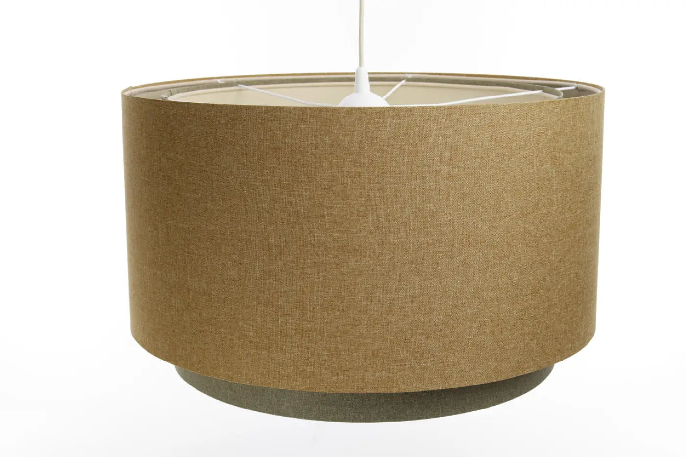 Suspension Luminaire en Tissu - Rattan Diffuser (Jaune Moutarde/Gris Vert/Ecru)