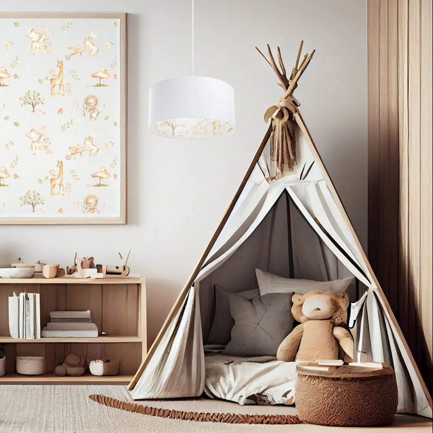 Suspension Luminaire en Bois - Sweet Dreams Classic (Blanc/Marron Clair)