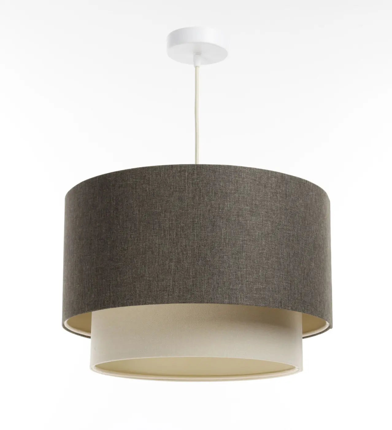 Suspension Luminaire Chic en Tissu - Duo Boho Elegant (Graphite/Crème/Ecru)